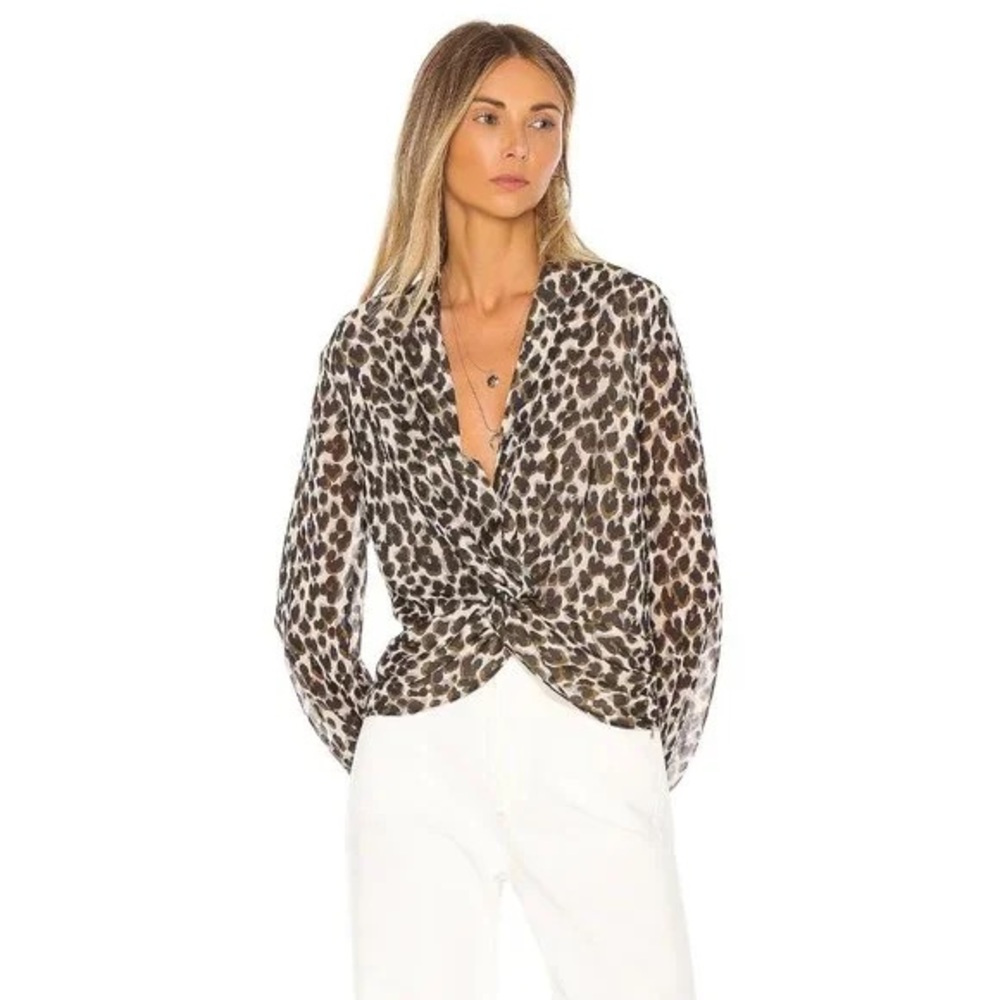 Caroline Constas Bette Blouse Leopard Print Women's Top Size XS NWT - Picture 3 of 5